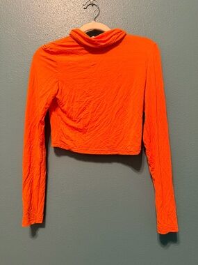 Bright Orange Long-Sleeve Crop Top – Women